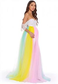 img 1 attached to Maternity Tulle Gown For Photo Shoot, Rainbow Tutu Dress Baby Shower Wedding Bridesmaid Dress By ZIUMUDY