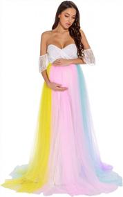 img 4 attached to Maternity Tulle Gown For Photo Shoot, Rainbow Tutu Dress Baby Shower Wedding Bridesmaid Dress By ZIUMUDY