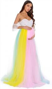 img 2 attached to Maternity Tulle Gown For Photo Shoot, Rainbow Tutu Dress Baby Shower Wedding Bridesmaid Dress By ZIUMUDY