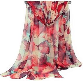 img 1 attached to Floral Chiffon Scarves Shawls Adults Women's Accessories in Scarves & Wraps