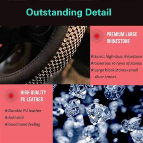 img 2 attached to 💎 Enhance Your Driving Experience with PINCTROT Bling Bling Steering Wheel Cover - Featuring Jumbo Crystal Rhinestones, Anti-Slip Diamond Leather, Universal Fit, 15 Inch (Black)