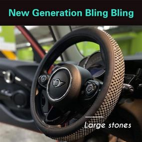 img 3 attached to 💎 Enhance Your Driving Experience with PINCTROT Bling Bling Steering Wheel Cover - Featuring Jumbo Crystal Rhinestones, Anti-Slip Diamond Leather, Universal Fit, 15 Inch (Black)