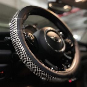 img 4 attached to 💎 Enhance Your Driving Experience with PINCTROT Bling Bling Steering Wheel Cover - Featuring Jumbo Crystal Rhinestones, Anti-Slip Diamond Leather, Universal Fit, 15 Inch (Black)