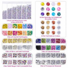 img 3 attached to Thrilez 5 Box Nail Art Rhinestones And Crystal Jewels With 24 Pots Of Foil Flakes For Acrylic Nails: Nail Gems And Rhinestones