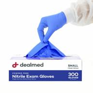 300 count small nitrile disposable gloves by dealmed medical - non-irritating, latex free multi-purpose exam gloves for first aid kits & medical facilities. logo