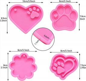 img 3 attached to Rainmae 4 Pcs Love Paw Print Keychain Silicone Resin Molds Heart Bear Dog Paw Candy Fondant Mold With 20 Pcs Keyrings For Make Bag Tag Dog Tags, Christmas Mold For Epoxy Resin Crafts, Resin Keychains