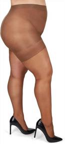 img 4 attached to Plus Size Curvy Silky Sheer Control Top Pantyhose By MeMoi