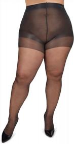 img 3 attached to Plus Size Curvy Silky Sheer Control Top Pantyhose By MeMoi