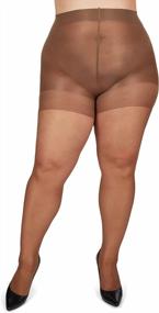 img 2 attached to Plus Size Curvy Silky Sheer Control Top Pantyhose By MeMoi