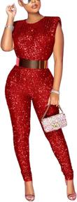 img 3 attached to Aro Lora Glitter Bodycon Jumpsuits Women's Clothing : Jumpsuits, Rompers & Overalls