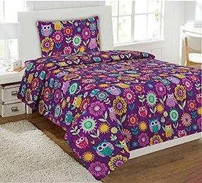 img 4 attached to 🦉 Fancy Collection Full Sheet Set - Owls, Flowers, Purple, Teal, Yellow & Lavender - Brand New
