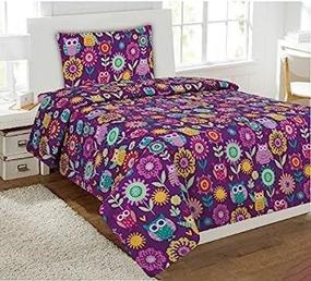 img 3 attached to 🦉 Fancy Collection Full Sheet Set - Owls, Flowers, Purple, Teal, Yellow & Lavender - Brand New