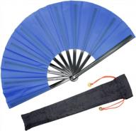 omytea large kitana rave clack folding hand fan - stylish chinese japanese kung fu tai chi fan for men/women - ideal for edm, music festivals, events, parties, and performances - beautiful blue decoration логотип