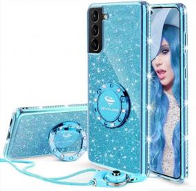 img 4 attached to Sparkling Samsung Galaxy S21 Plus Case With Ring Kickstand For Women And Girls, Glittery Diamond Rhinestone Bumper Cover For Samsung Galaxy S21 Plus 6.7" 2021 - Blue