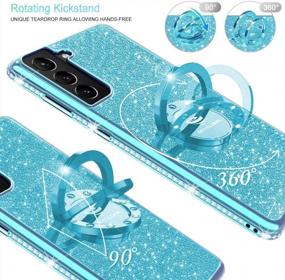 img 2 attached to Sparkling Samsung Galaxy S21 Plus Case With Ring Kickstand For Women And Girls, Glittery Diamond Rhinestone Bumper Cover For Samsung Galaxy S21 Plus 6.7" 2021 - Blue