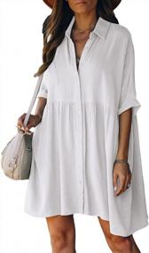 img 4 attached to Women'S Beach Button Down Tunic Dress Blouse