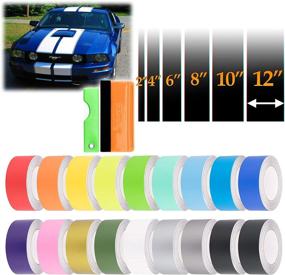 img 4 attached to 🚗 Upgrade Your Style with EZAUTOWRAP's 10FT Long Matte Gold Racing Stripes Vinyl Wrap Tool Kit