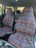 img 1 attached to Colorful Copap Universal 4-Piece Front Seat Covers For Cars, SUVs & Trucks - Baja Bucket Style With Black/White Saddle Blanket Design And Seat-Belt Pad Protectors review by David Tison