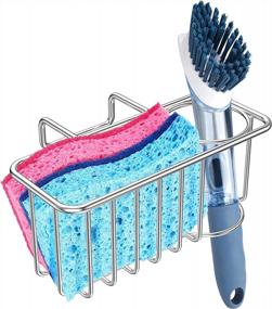 img 4 attached to SUS304 Stainless Steel 2-In-1 Sponge And Dish Brush Holder For Organized Kitchen Sink