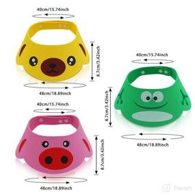 img 3 attached to 🐷 3-Piece Baby Shower Bathing Cap Set - Soft Adjustable Cartoon Frog, Pig, and Bear Shampoo Hats for Hair Protection - Adjustable Head Visor Cap with Four Gear Options for Toddler, Baby, Kids, and Children