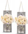 rustic mason jar wall sconces with led fairy lights and flowers - set of 2 - decorative farmhouse home décor with 6-hour timer logo