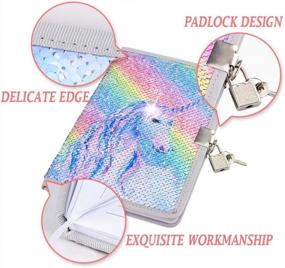img 3 attached to Unlock The Magic Of Unicorn Notebook Sequin Secret Diary With Lock!