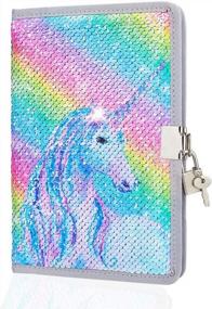 img 4 attached to Unlock The Magic Of Unicorn Notebook Sequin Secret Diary With Lock!