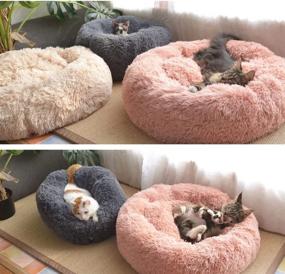 img 2 attached to 🐶 Aoresac Calming Donut Pet Bed: Soft Plush, Washable Round Dog Cat Bed for Cats Dogs – The Ultimate Cozy Retreat!