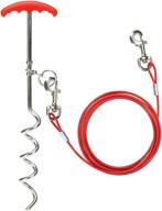 🐶 15 ft dog tie out cable and stake, reflective training runner chain and stake for dogs up to 60lb - ideal for playtime, camping, and backyard activities logo