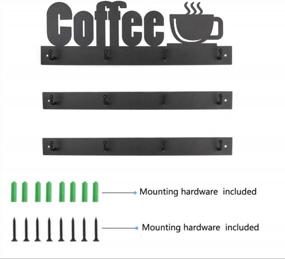 img 1 attached to HULISEN Coffee Mug Wall Rack: 12 Heavy Duty Hooks, Metal Sign & Rustproof Tea Cup Hanger For Kitchen, Office & Bar Decor