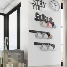 img 2 attached to HULISEN Coffee Mug Wall Rack: 12 Heavy Duty Hooks, Metal Sign & Rustproof Tea Cup Hanger For Kitchen, Office & Bar Decor