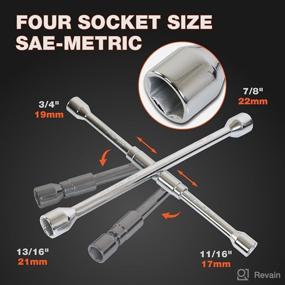 img 2 attached to 🔧 Jack Boss Folding Lug Wrench 4 Way: Universal Foldable Wheel Wrench for Car, Trucks - SAE + Metric Cross Wrench for Tires
