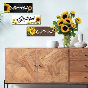 img 1 attached to Sunflower Wall Art Trio, Rustic Farmhouse Kitchen And Bedroom Decor, Gift Ideas For Women, Wooden Signs For Indoor Or Outdoor Home Decor