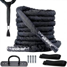 img 4 attached to XGEAR Heavy Battle Rope, Workout Rope With Upgraded Polyester Cover, Anchor Strap, Wall Mount Kit,Undulation Ropes For Home Gym Outdoor Strength Training, Cardio Workout