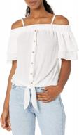 chic and stylish: a. byer women's off the shoulder tie front top logo