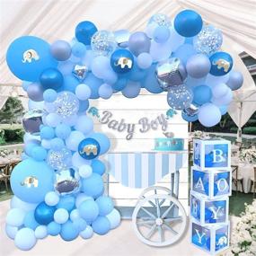 img 4 attached to 🐘 176 pc Baby Shower Decorations for Boy and Birthday Boy - Elephant Theme, Balloon Garland Arch, Balloon Boxes, Banner and More!