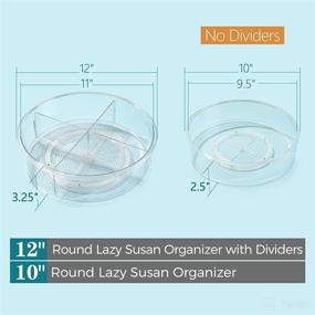 img 3 attached to 🔄 LotFancy Lazy Susan Organizer: 12” and 10” Clear Turntable for Cabinet, Pack of 2 - Rotating Storage Container for Refrigerator, Pantry with Dividers