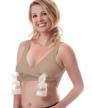 nursing bra for breast pumping - rumina hands-free classic pump&nurse bra, adjustable and compatible with popular brands like spectra, medela, and lansinoh - nude, size s logo