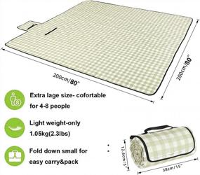 img 2 attached to AMMSUN XL Waterproof Outdoor Beach Blanket - Foldable Picnic Mat For Beach, Camping & Grass - 80"X80" - Green White Gingham Design