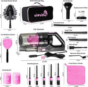 img 3 attached to 🧼 Complete Car Cleaning Supplies for Deep Cleaning - Vioview 14Pcs Pink Car Interior Detailing Kit with High Power Handheld Vacuum, Cleaning Gel, Detailing Brush Set, Windshield Cleaner