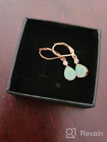 img 6 attached to FEELDAN Premium 14K Gold Plated White Opal Teardrop Lever-Back Dangle Earrings - Hypoallergenic Jewelry