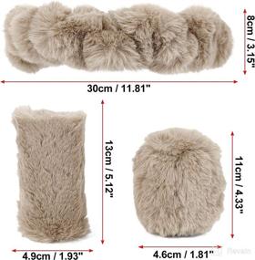 img 1 attached to X AUTOHAUX Universal 15 Inch 38Cm Warm Faux Fur Fluffy Car Steering Wheel Cover With Handbrake Cover Gear Shift Cover Set Brown