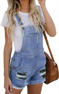 short denim overalls for women with ripped details, bid pockets, and shorts by sidefeel logo