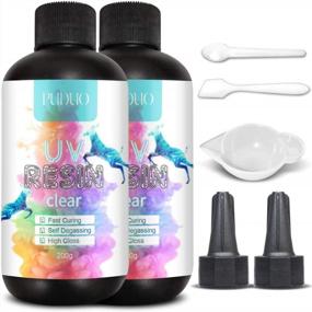 img 4 attached to Clear Hard UV Epoxy Resin Craft Kit For Jewelry Making - Includes 400G Of Puduo Crystal Resin, Molds, And Starter Tool Set