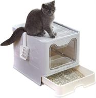 🐱 foldable cat litter box with lid by ireloj - top entry, splash-proof, easy to clean, odor-free, large pet cat litter box logo