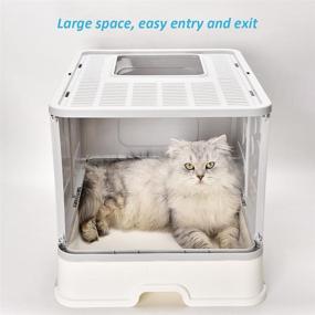 img 1 attached to 🐱 Foldable Cat Litter Box with Lid by IRELOJ - Top Entry, Splash-Proof, Easy to Clean, Odor-Free, Large Pet Cat Litter Box