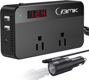 img 4 attached to 💡 BMK 200W Car Charger Adapter Inverter | DC 12V to 110V AC Converter with 2 USB +Type-C Ports, Switch, LCD Screen | Buy Now!