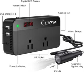 img 2 attached to 💡 BMK 200W Car Charger Adapter Inverter | DC 12V to 110V AC Converter with 2 USB +Type-C Ports, Switch, LCD Screen | Buy Now!