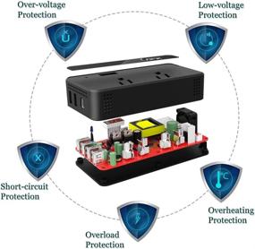 img 3 attached to 💡 BMK 200W Car Charger Adapter Inverter | DC 12V to 110V AC Converter with 2 USB +Type-C Ports, Switch, LCD Screen | Buy Now!