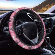 doginthehole steering wheel cover - pink leopard print neoprene fabric steering wheel cover logo